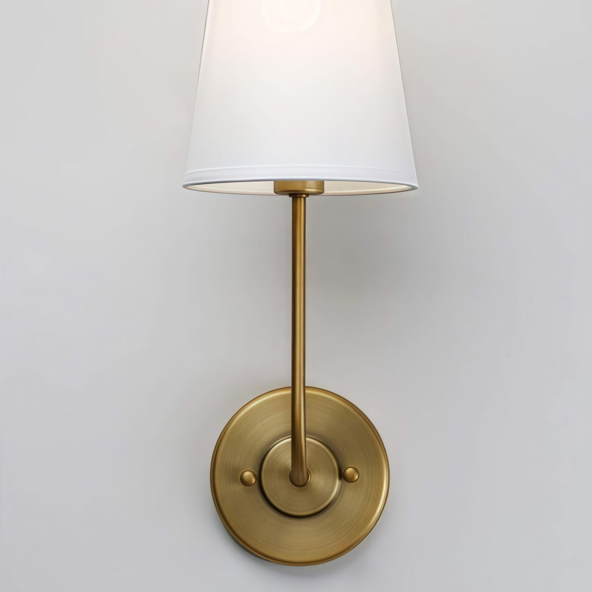 Rustic Cone Shape Fabric Wall Sconce – Antique Brass Metal Accent Light